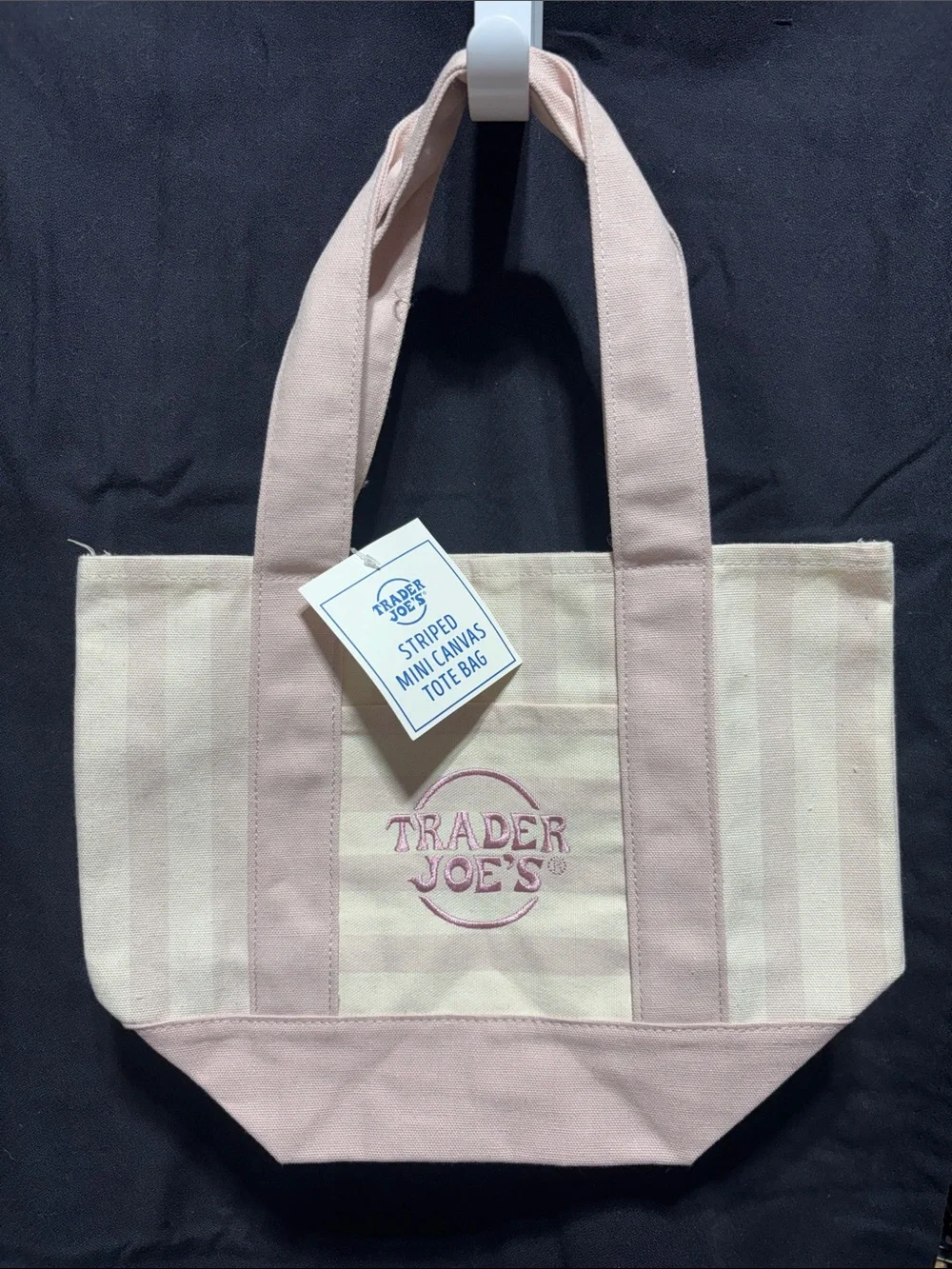 Trader Joe’s Pink Stripe Canvas Mini Tote Bag